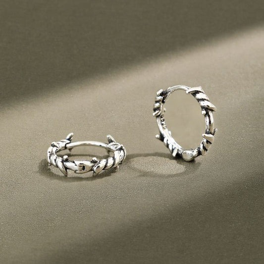 Vintage Twisted 925 Sterling Silver Hoop Earrings