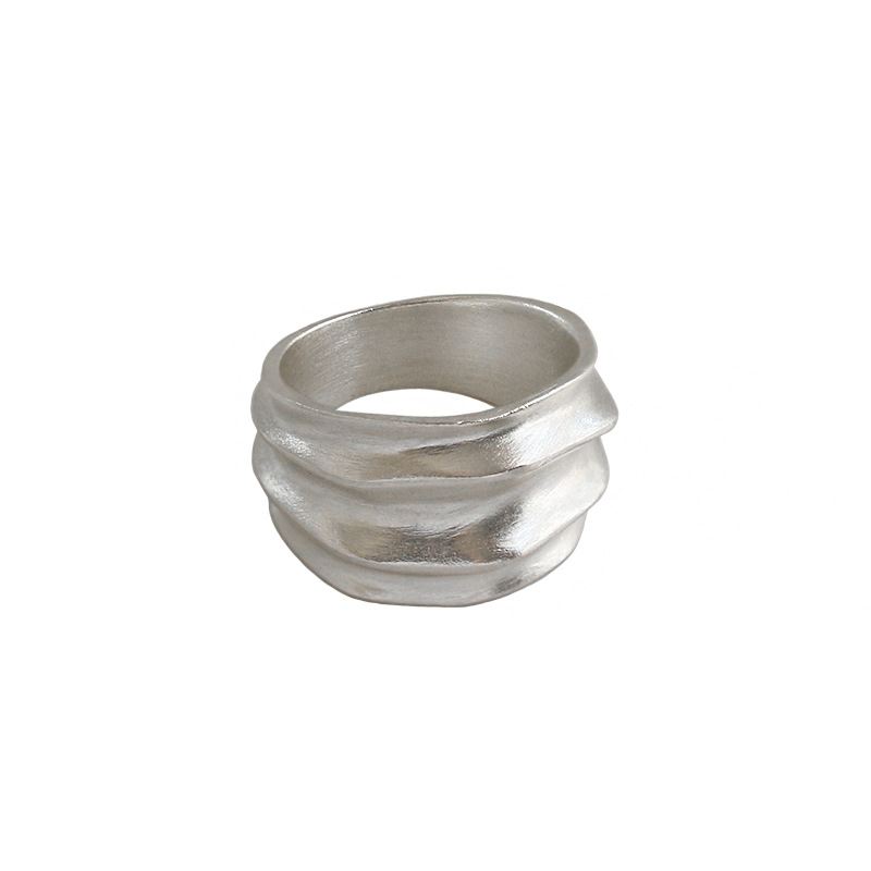 Irregular Screw 925 Sterling Silver Wide Ring