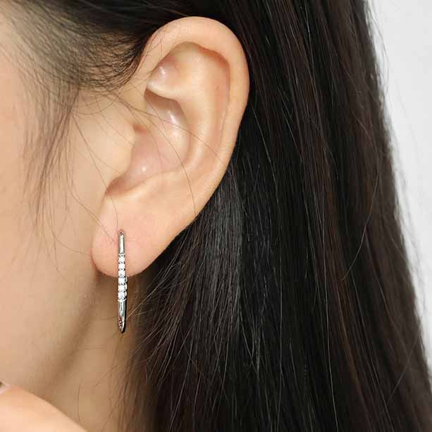 Fashion CZ Shape 925 Sterling Silver Dangling Earrings