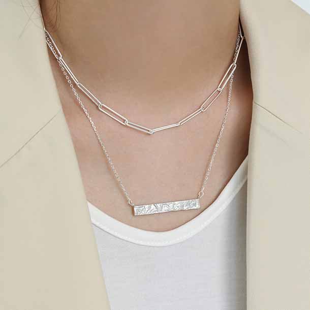 Geometry Rectangle Tag 925 Sterling Silver Necklace