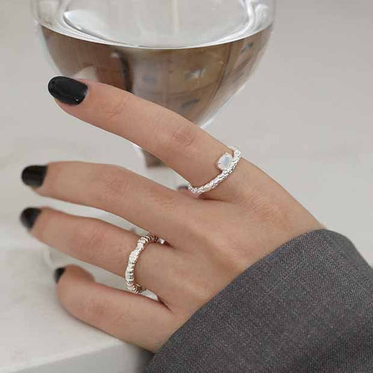 Irregular Face 925 Sterling Silver Adjustable Ring