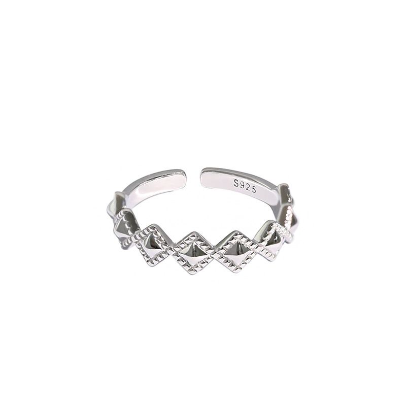 Geometry Rhombus Wave 925 Sterling Silver Adjustable Ring