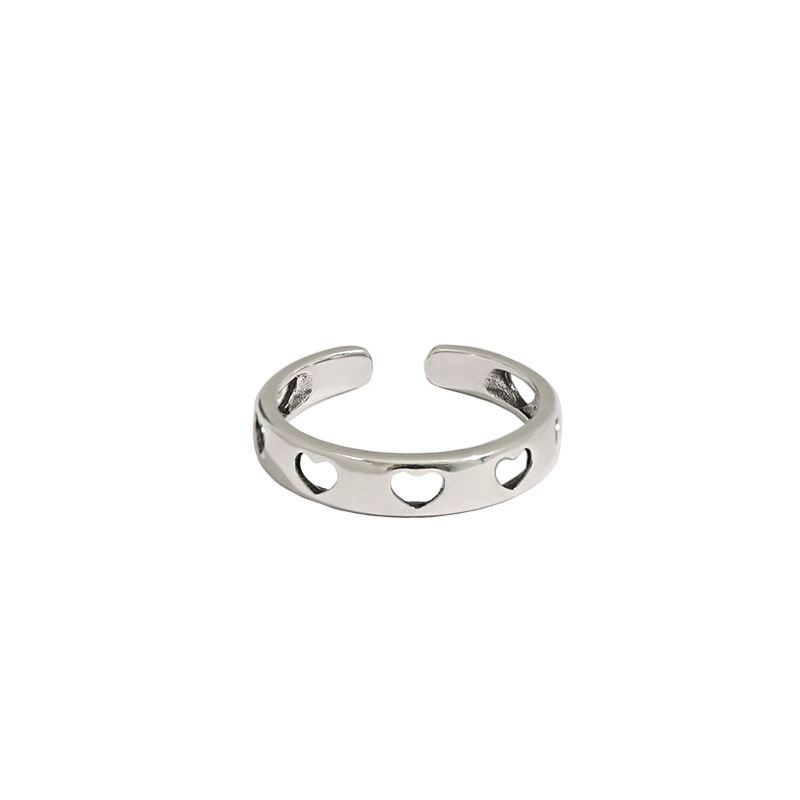 Hollow Heart Girl 925 Sterling Silver Adjustable Ring