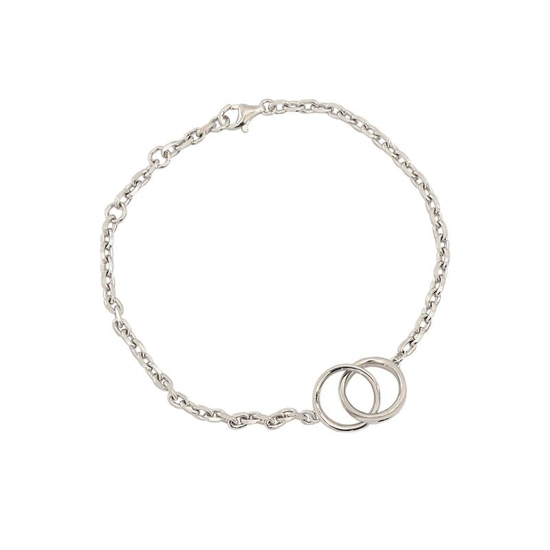 Party Double Circles 925 Sterling Silver Chain Bracelet