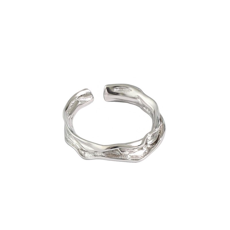 Fashion Irregular Texture 925 Sterling Silver Adjustable Ring