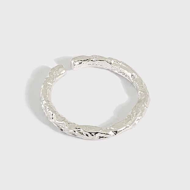 Minimalism Irregular Paper Face 925 Sterling Silver Adjustable Ring