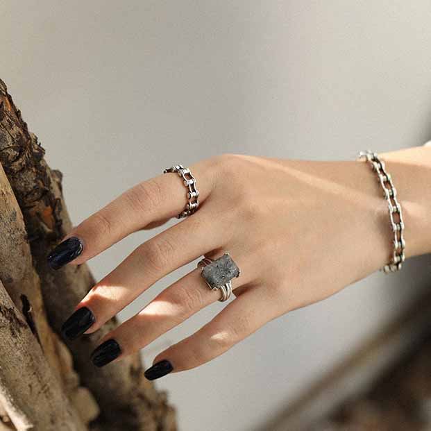 Vintage Bicycle Chain 925 Sterling Silver Ring