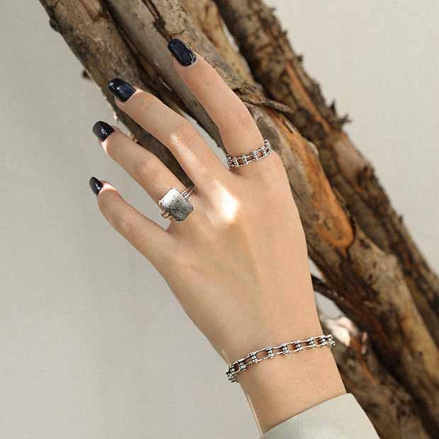 Vintage Bicycle Chain 925 Sterling Silver Ring