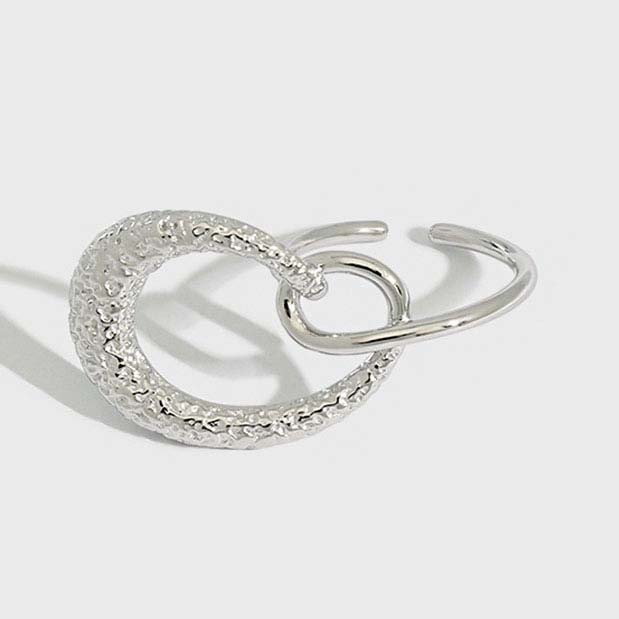 Fashion Irregular Hollow Heart 925 Sterling Silver Adjustable Ring