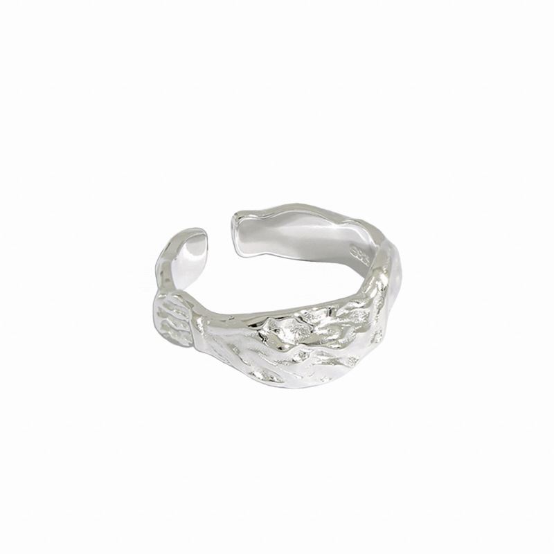 Casual Irregular Face 925 Sterling Silver Adjustable Ring