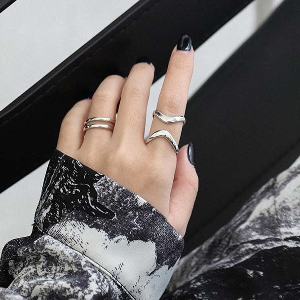 Fashion Hollow Irregular 925 Sterling Silver Adjustable Ring