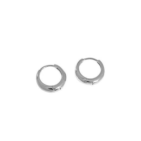 Simple Classic Glossy 925 Sterling Silver Huggie Hoop Earrings