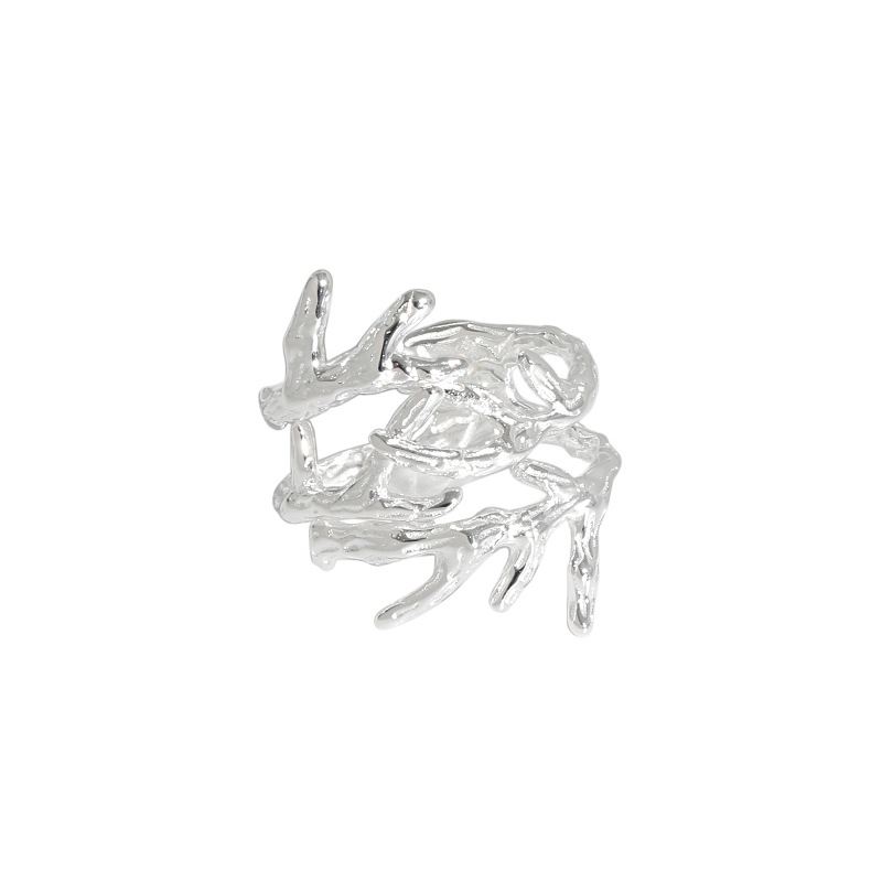 Fashion Cross Tree Branch 925 Sterling Silver Adjustable Ring