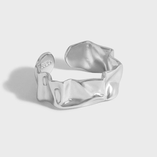 Irregular Folding 925 Sterling Silver Adjustable Ring