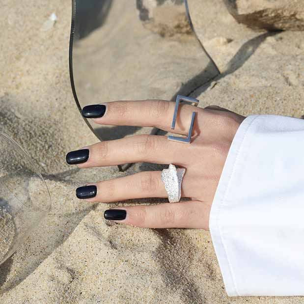 Fashion Irregular Wave Wide 925 Sterling Silver Adjustable Ring