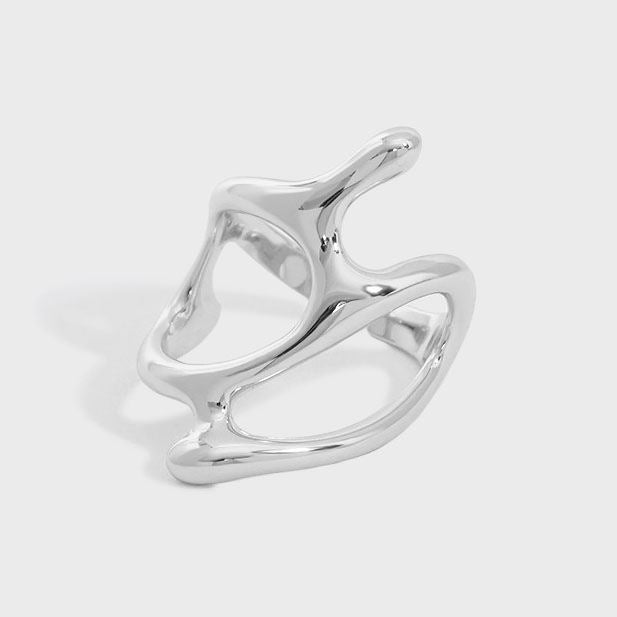 Casual Hollow Irregular Geometry 925 Sterling Silver Adjustable Ring