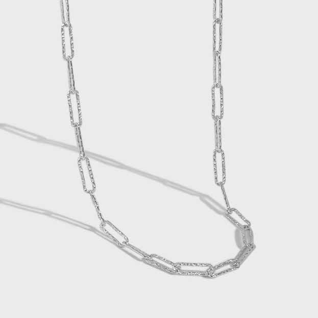 Simple Hollow Geometry Chain 925 Sterling Silver Necklace