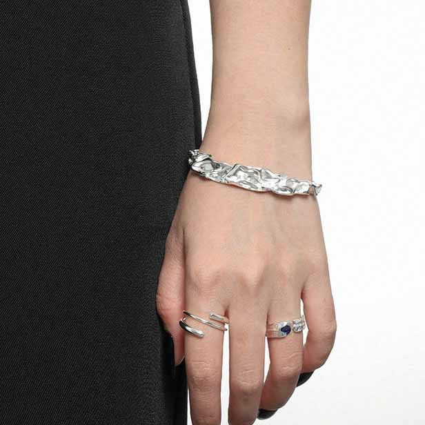 Fashion Irregular 925 Sterling Silver Open Bangle