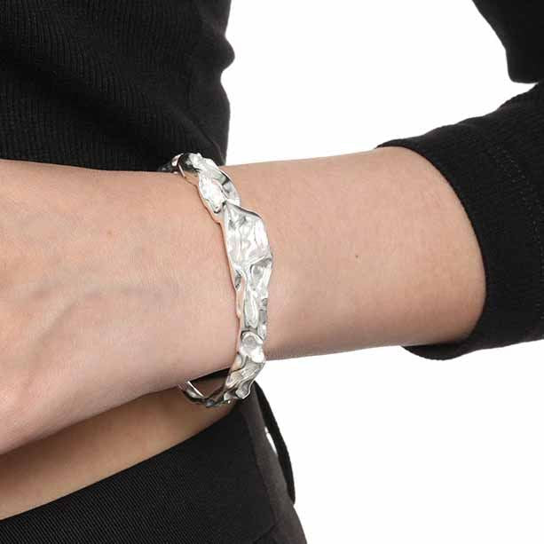 Fashion Irregular 925 Sterling Silver Open Bangle