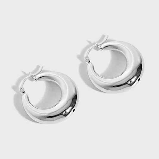 Simple Mini Circles Geometry 925 Sterling Silver Hoop Earrings