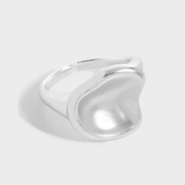 Fashion Irregular Open Lip 925 Sterling Silver Adjustable Ring