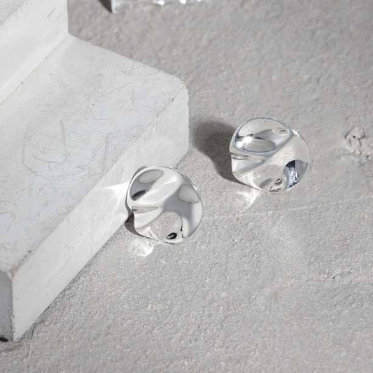 New Irregular Round 925 Sterling Silver Stud Earrings