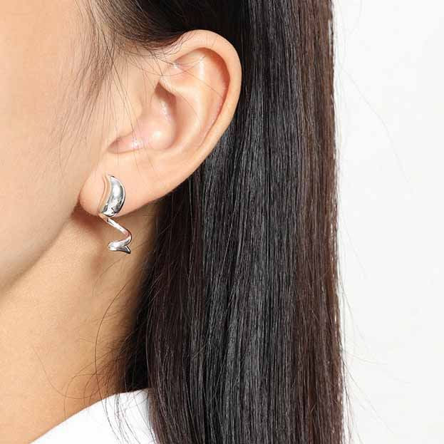 Elegant Waterdrop Wave Irregular 925 Sterling Silver Dangling Earrings