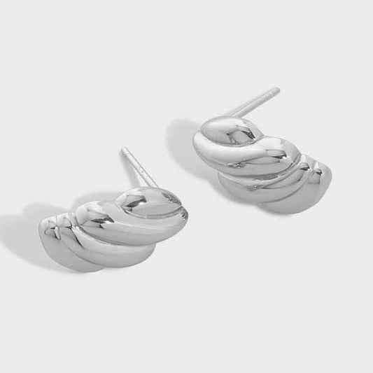 Geometry Irregular Thread Twisted 925 Sterling Silver Stud Earrings