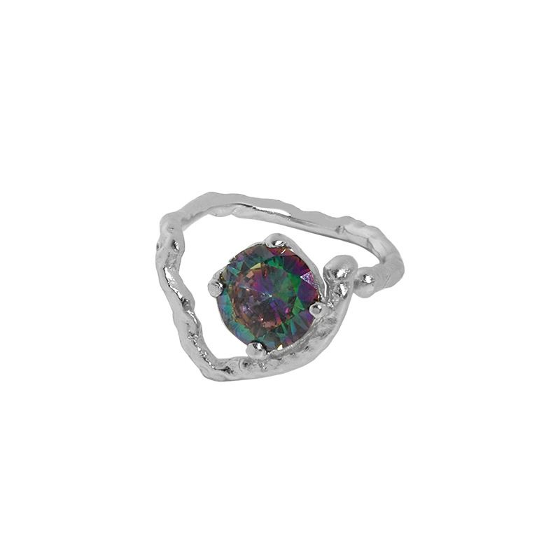 Fashion Irregular Heart CZ 925 Sterling Silver Adjustable Ring