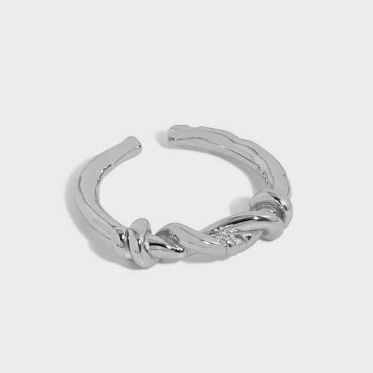 Minimalism Twisted Knot 925 Sterling Silver Adjustable Ring