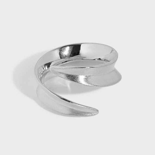 Simple Wide River 925 Sterling Silver Adjustable Ring