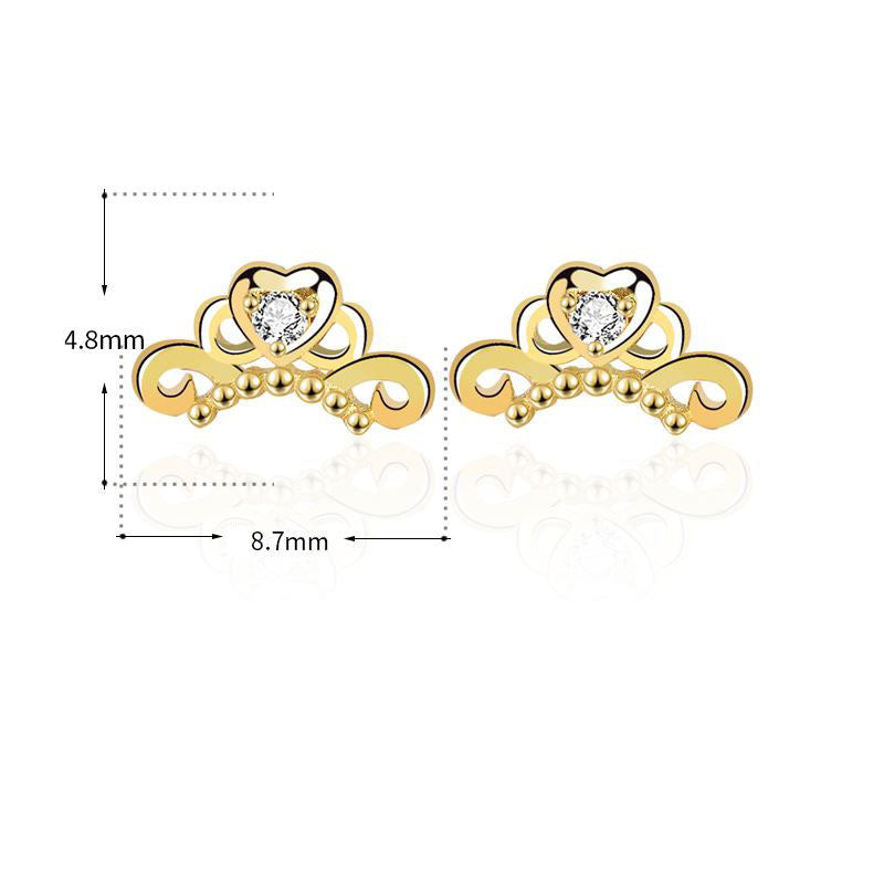 Sute Mini CZ Crown 925 Sterling Silver Stud Earrings