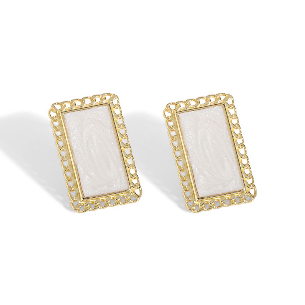 Geometry Rectangle Epoxy 925 Sterling Silver Stud Earrings