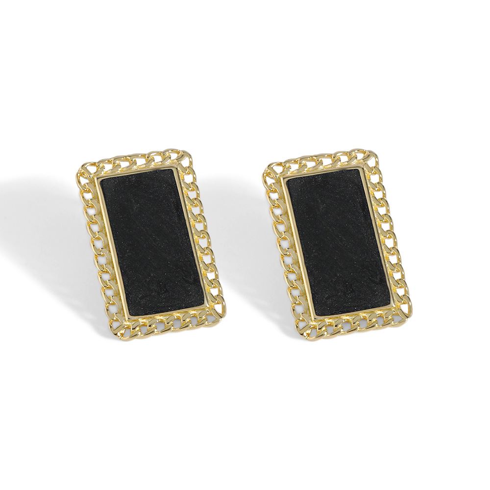 Geometry Rectangle Epoxy 925 Sterling Silver Stud Earrings