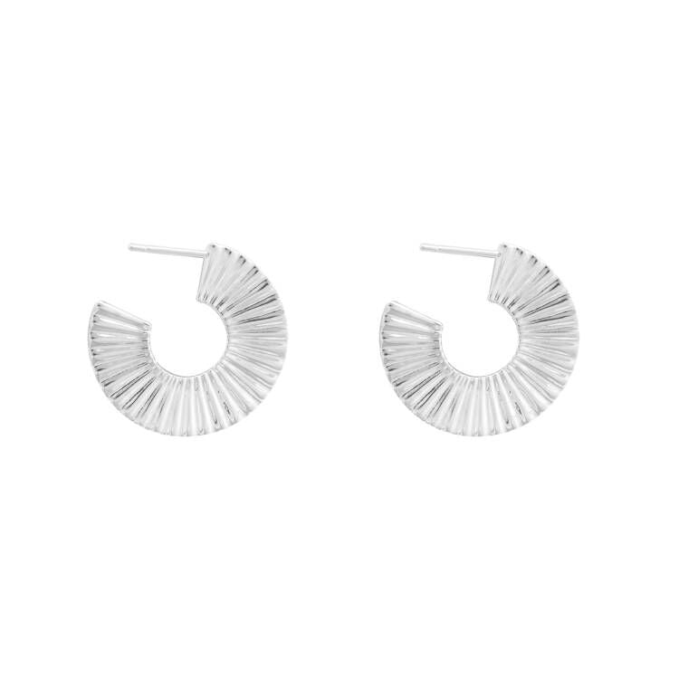 Women Sector Circle 925 Sterling Silver Hoop Earrings