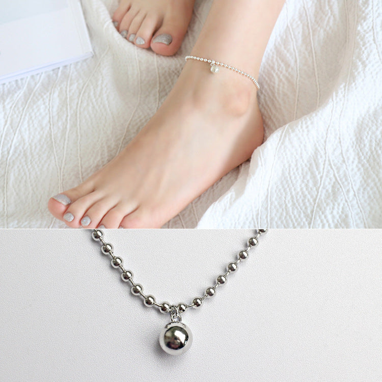 Silver Bead Ball 925 Sterling Silver Foot Anklet