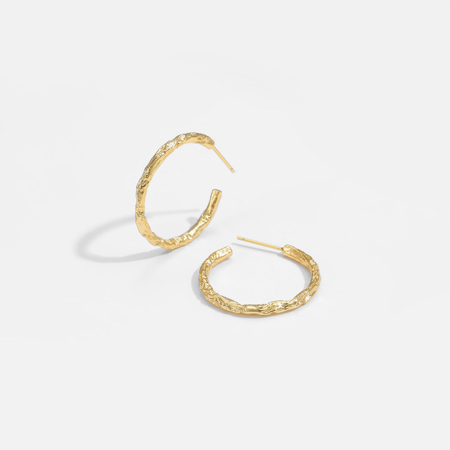 Geometry Tinfoil Pattern Circle 925 Sterling Silver Hoop Earrings