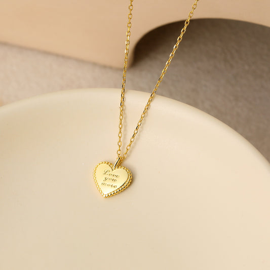 Love Your More Letters Heart 925 Sterling Silver Necklace