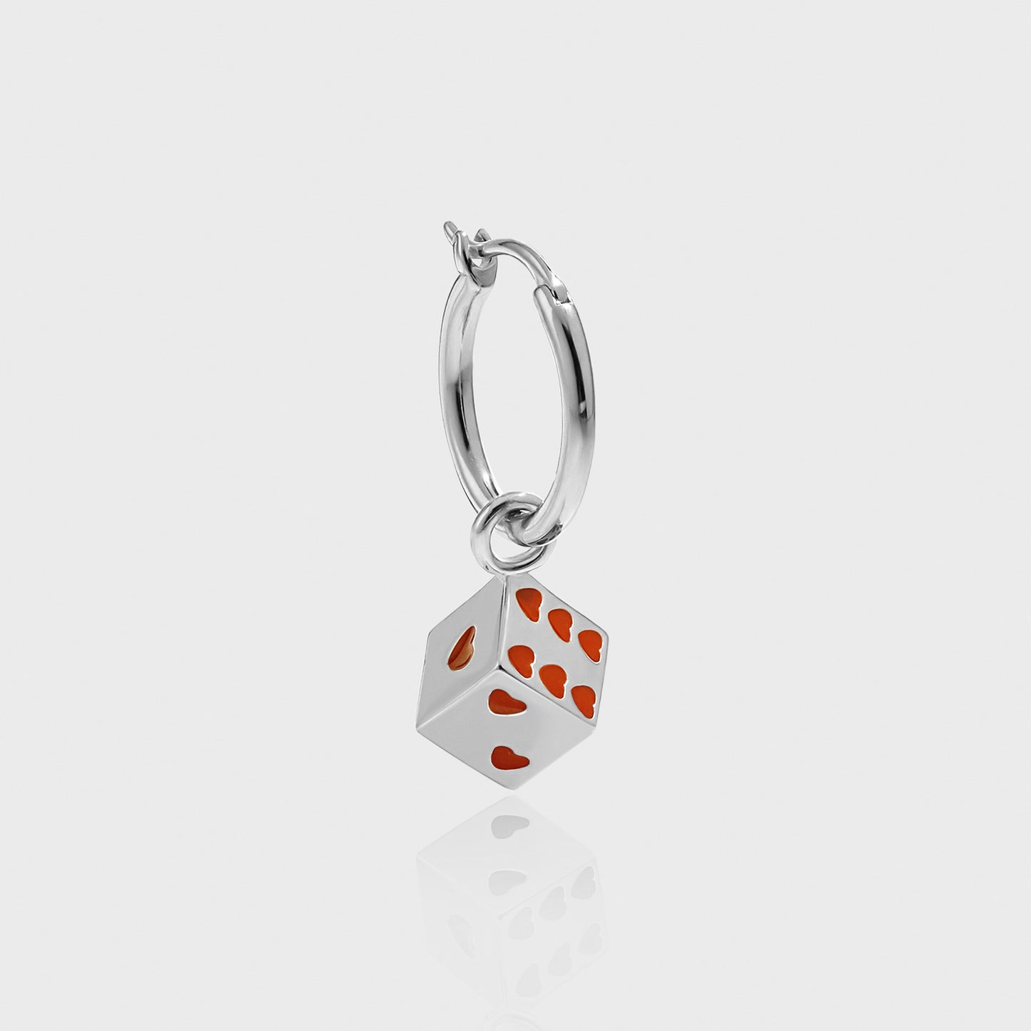 Fashion Red Hearts Geometry Cubic Dice 925 Sterling Silver Dangling Earrings