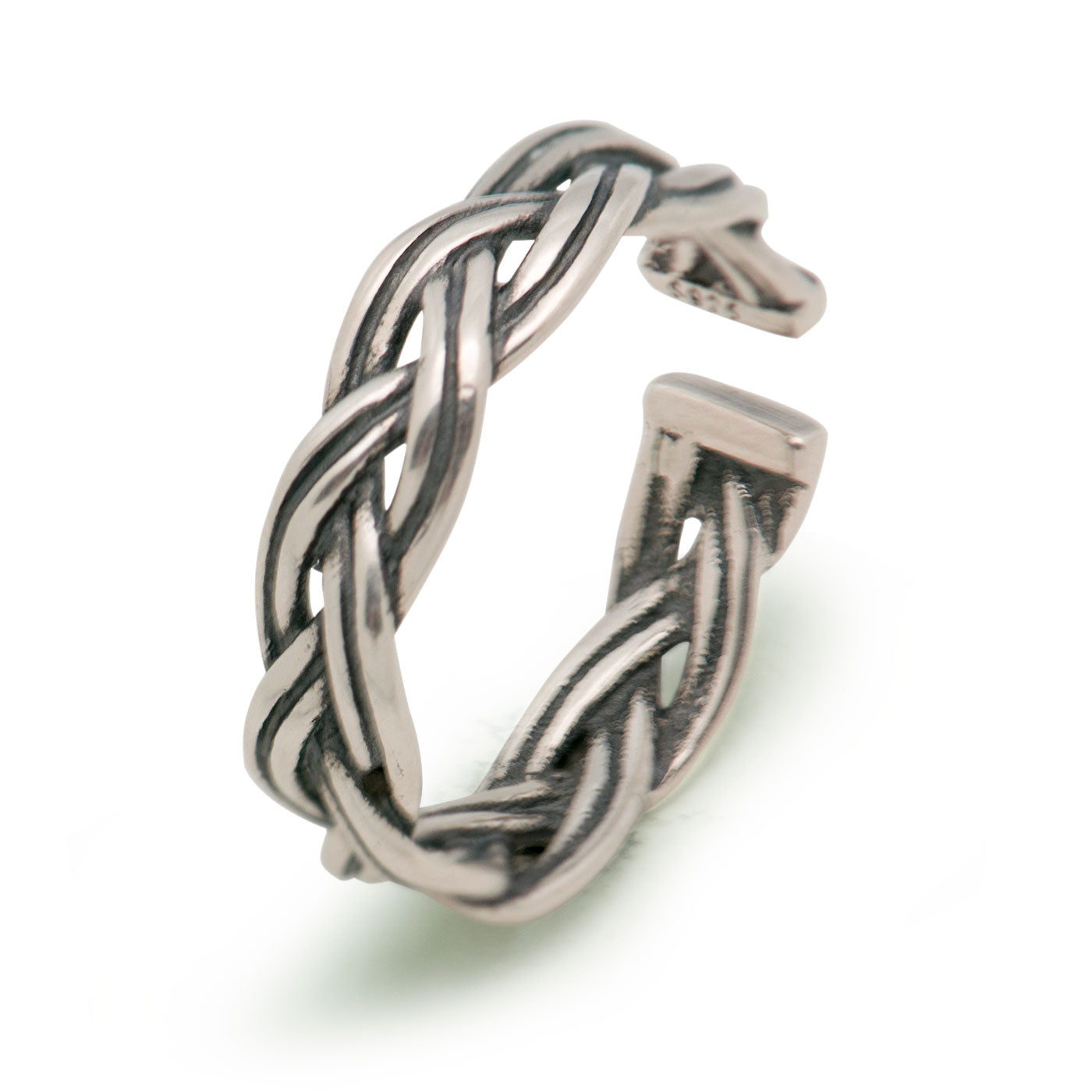 Fashion Vintage Twist Rope Solid 925 Sterling Silver Adjustable Ring Women